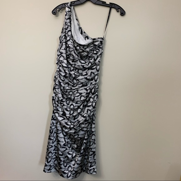 Suzi Chin One Shoulder Floral Silky Party Dress 6 - Picture 2 of 16